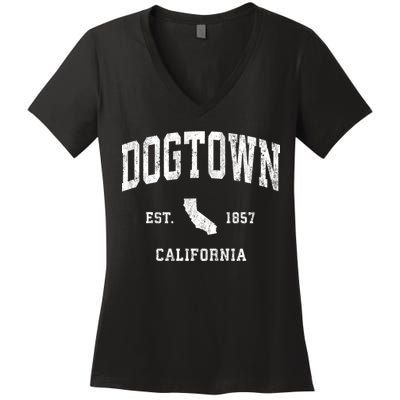 Dogtown California Ca Vintage Athletic Sports Women's V-Neck T-Shirt