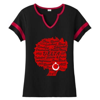 Delta Crimson & Cream Black Excellence 1913 Ladies Halftime Notch Neck Tee