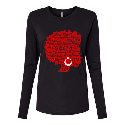 Delta Crimson & Cream Black Excellence 1913 Womens Cotton Relaxed Long Sleeve T-Shirt