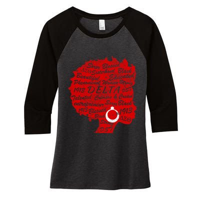 Delta Crimson & Cream Black Excellence 1913 Women's Tri-Blend 3/4-Sleeve Raglan Shirt