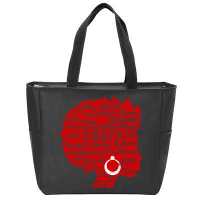 Delta Crimson & Cream Black Excellence 1913 Zip Tote Bag