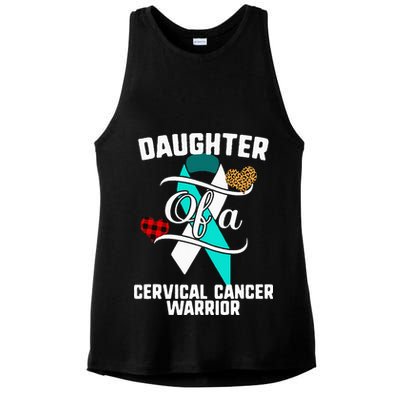 Daughter Cervical Cancer Awareness Leopard Buffalo Plaid Ladies PosiCharge Tri-Blend Wicking Tank