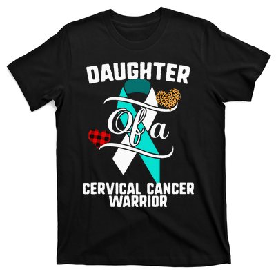 Daughter Cervical Cancer Awareness Leopard Buffalo Plaid T-Shirt