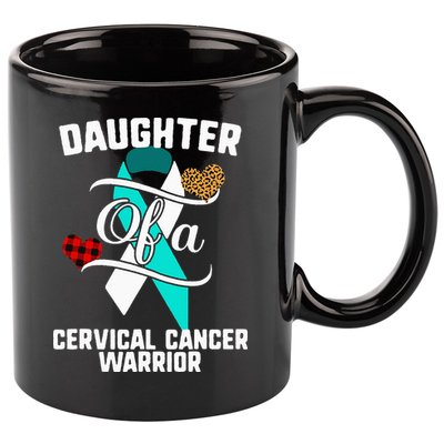 Daughter Cervical Cancer Awareness Leopard Buffalo Plaid 11oz C Handle Ceramic Mug