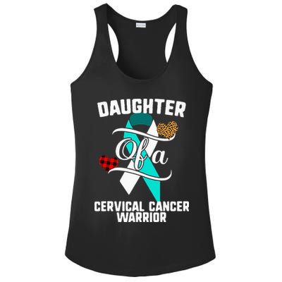 Daughter Cervical Cancer Awareness Leopard Buffalo Plaid Ladies PosiCharge Competitor Racerback Tank