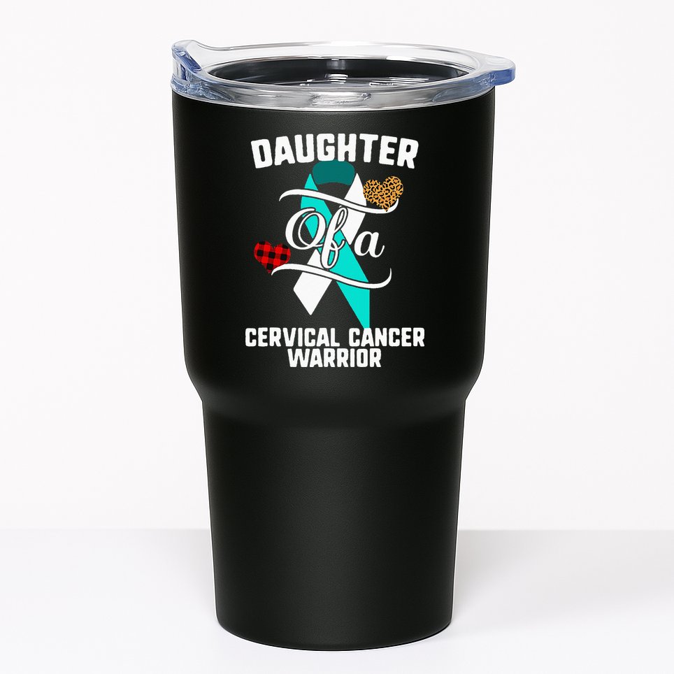 Daughter Cervical Cancer Awareness Leopard Buffalo Plaid Tumbler