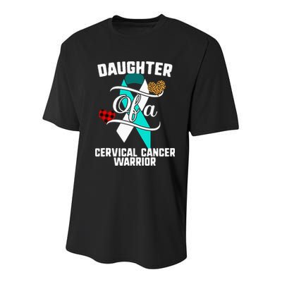 Daughter Cervical Cancer Awareness Leopard Buffalo Plaid Youth Performance Sprint T-Shirt
