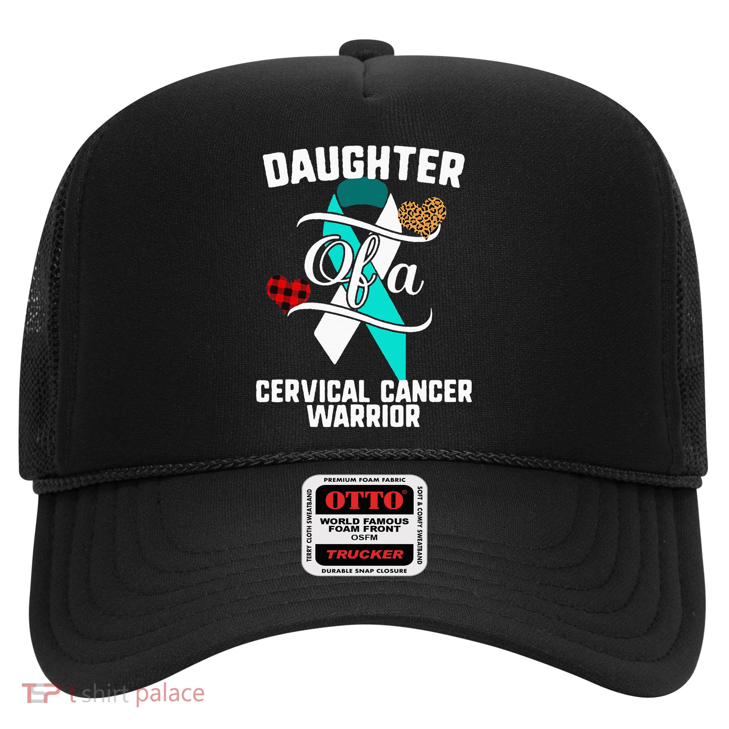 Daughter Cervical Cancer Awareness Leopard Buffalo Plaid Trucker Hat