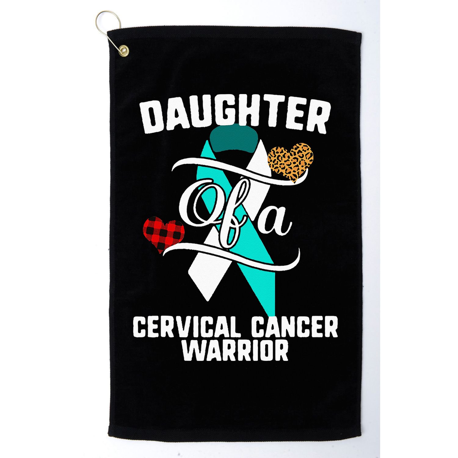 Daughter Cervical Cancer Awareness Leopard Buffalo Plaid Golf Towel