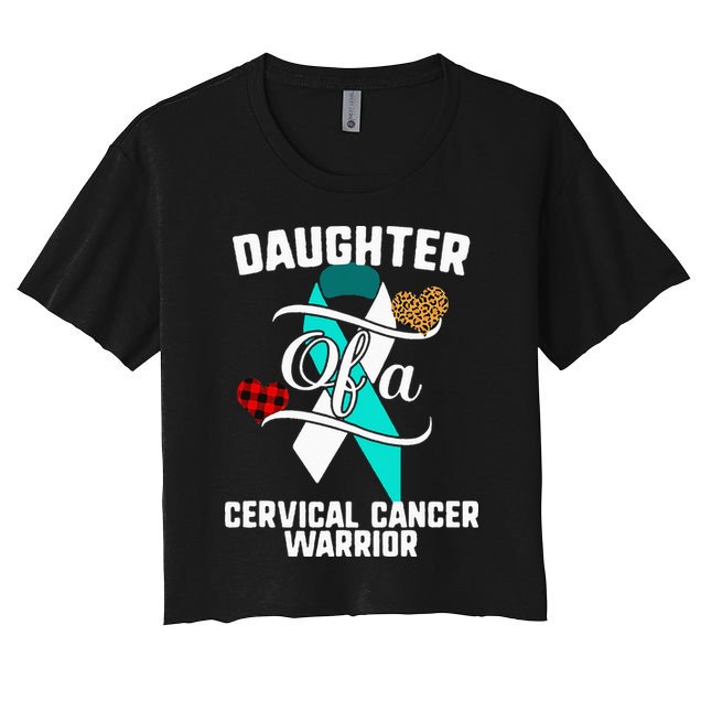 Daughter Cervical Cancer Awareness Leopard Buffalo Plaid Crop Top