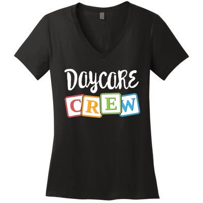 Daycare Crew Childcare Team Squad Provider After School Women's V-Neck T-Shirt