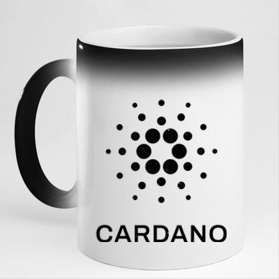 Distressed Cardano Cryptocurrency Logo 11oz Black Color Changing Mug