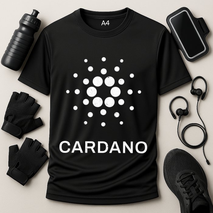 Distressed Cardano Cryptocurrency Logo Performance Shirt