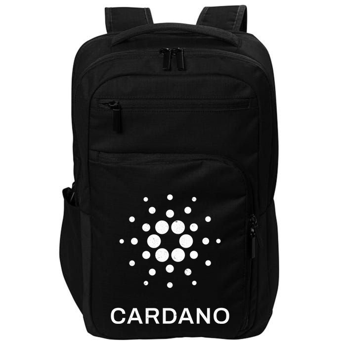 Distressed Cardano Cryptocurrency Logo Impact Tech Backpack
