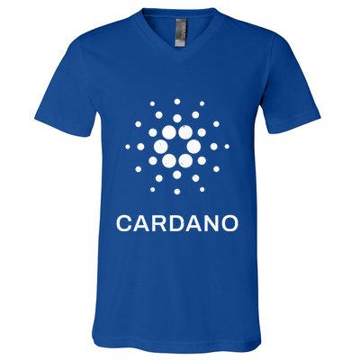 Distressed Cardano Cryptocurrency Logo V-Neck T-Shirt