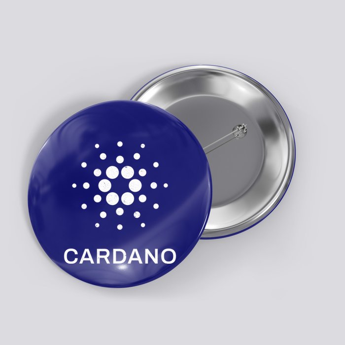 Distressed Cardano Cryptocurrency Logo Button