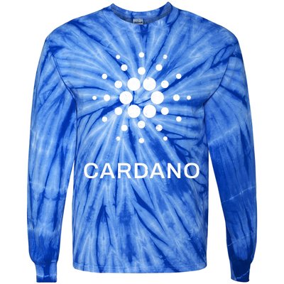 Distressed Cardano Cryptocurrency Logo Tie-Dye Long Sleeve Shirt