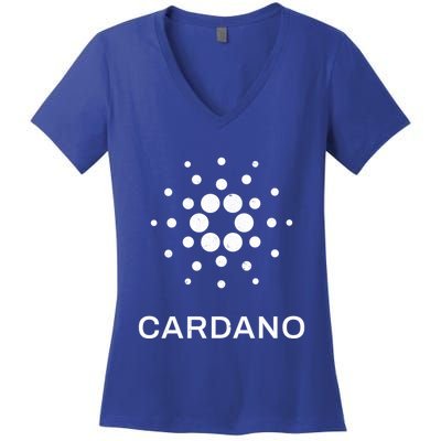 Distressed Cardano Cryptocurrency Logo Women's V-Neck T-Shirt