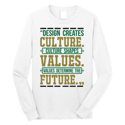 Design Creates Culture Culture Shapes Values Values Determine The Future Long Sleeve Shirt