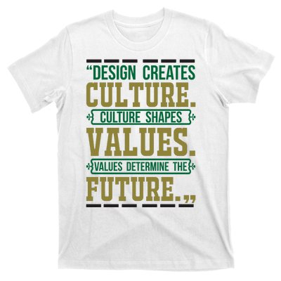 Design Creates Culture Culture Shapes Values Values Determine The Future T-Shirt