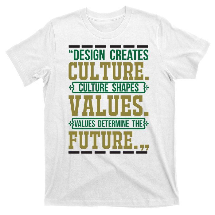 Design Creates Culture Culture Shapes Values Values Determine The Future T-Shirt