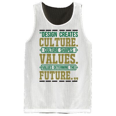 Design Creates Culture Culture Shapes Values Values Determine The Future Mesh Reversible Basketball Jersey Tank