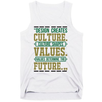 Design Creates Culture Culture Shapes Values Values Determine The Future Tank Top