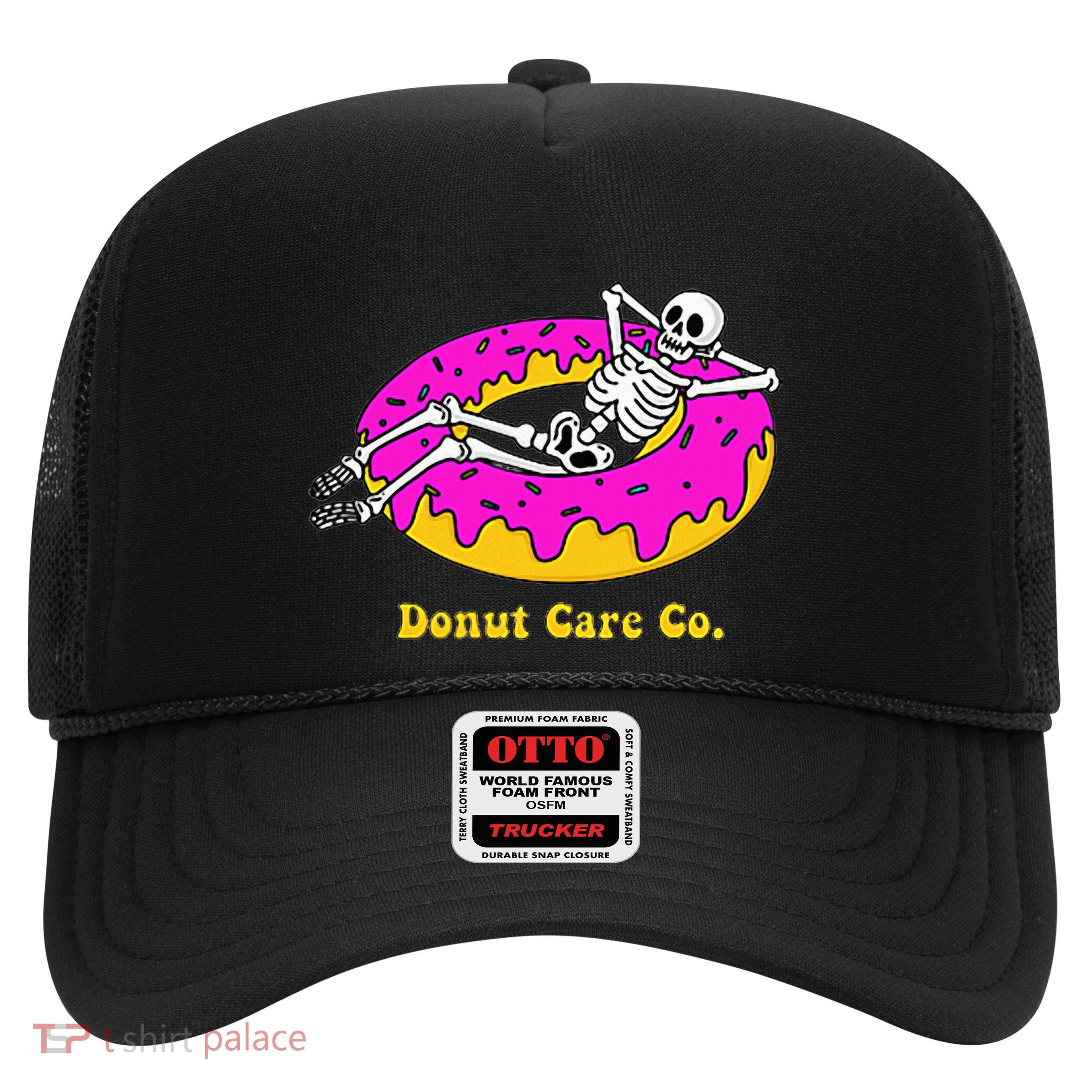 Donut Care Co Illustration Skeleton Donut Graphic Design Trucker Hat