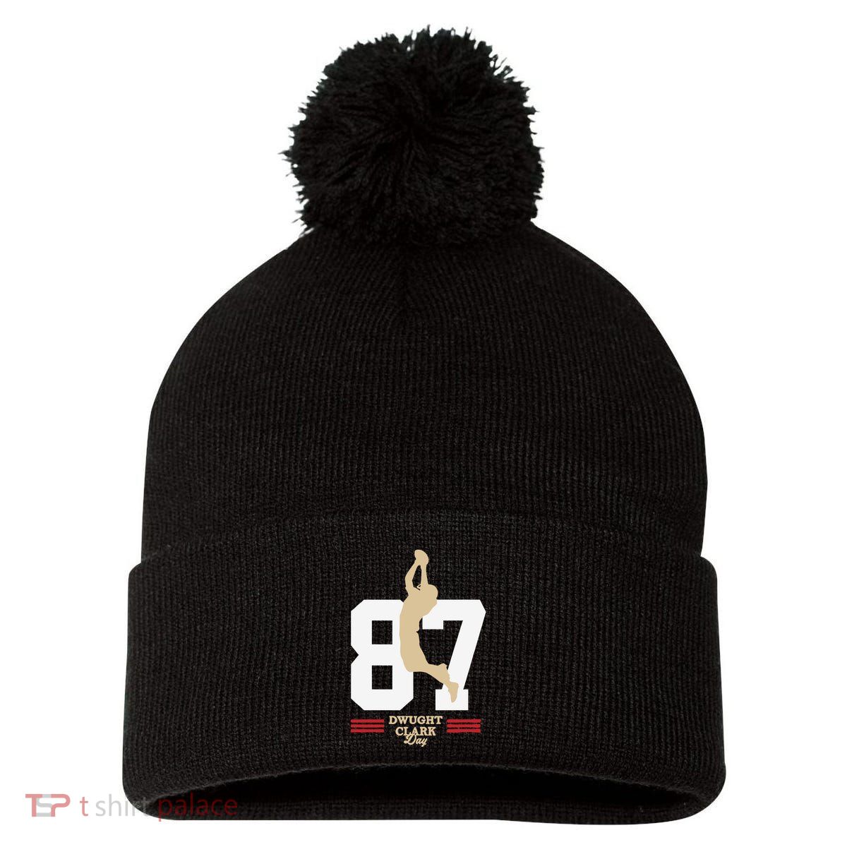 Dwight Clark Day Pom Pom 12in Knit Beanie