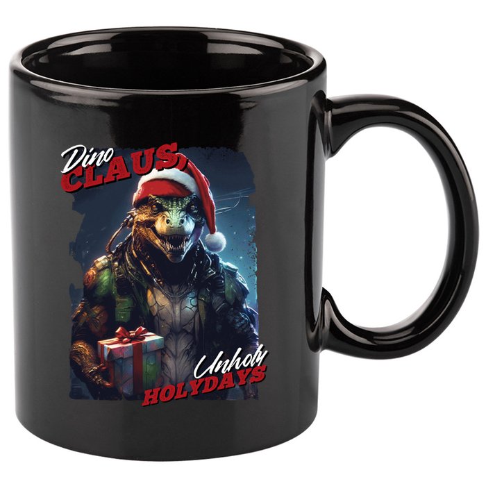 Dino Claus 11oz C Handle Ceramic Mug