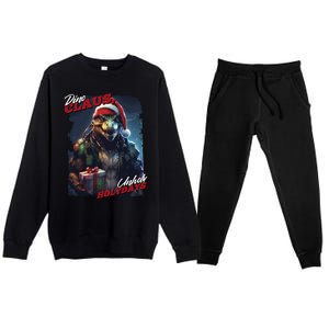 Dino Claus Premium Crewneck Sweatsuit Set