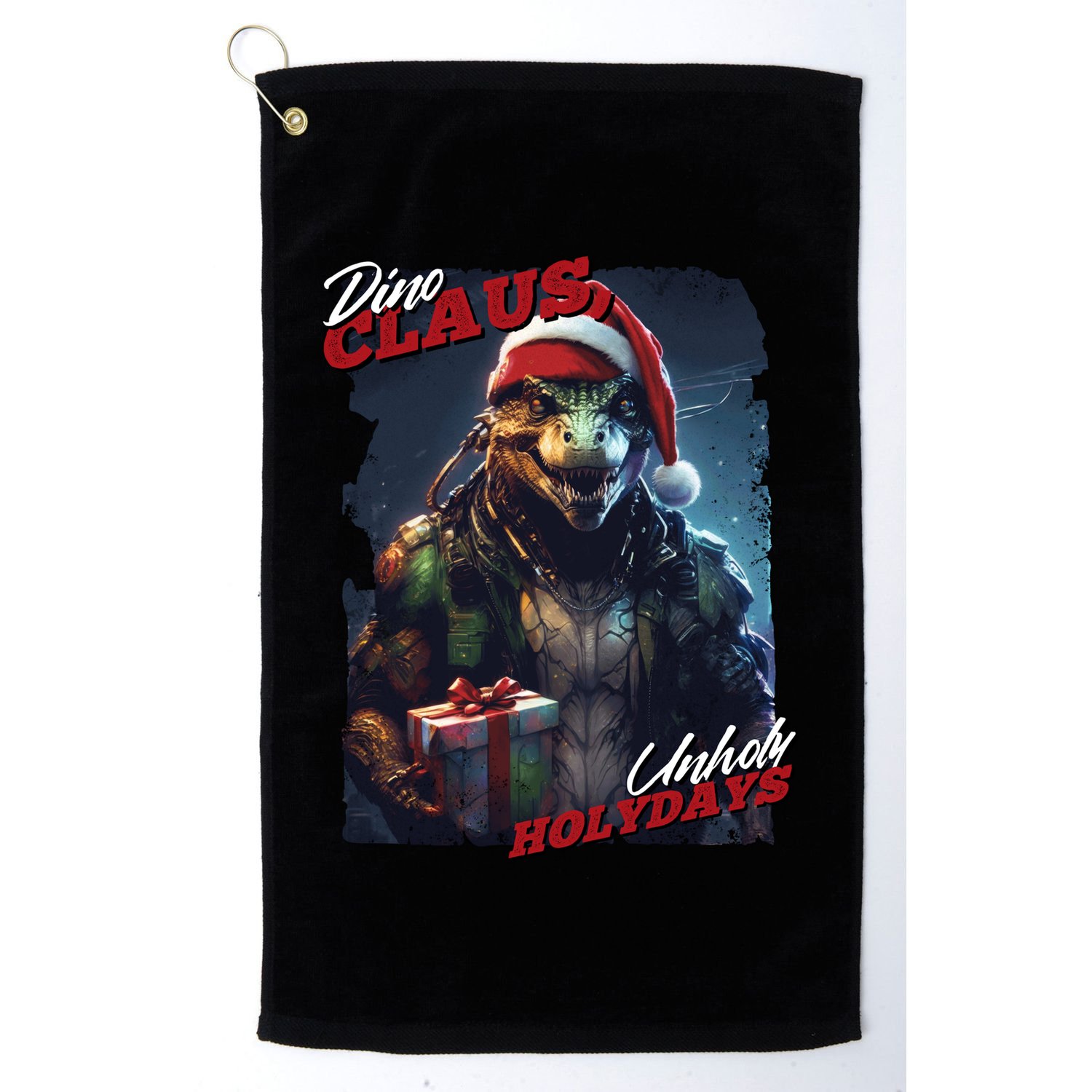 Dino Claus Golf Towel