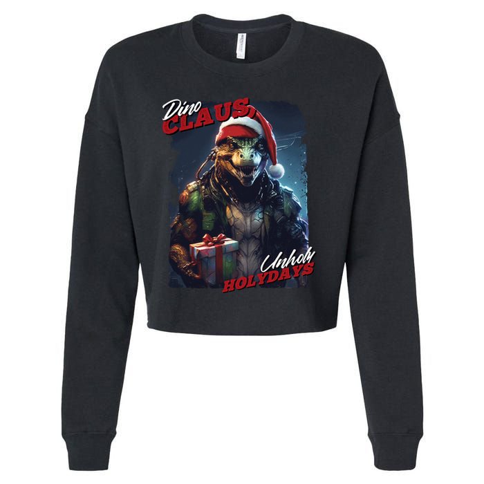 Dino Claus Cropped Pullover Crew