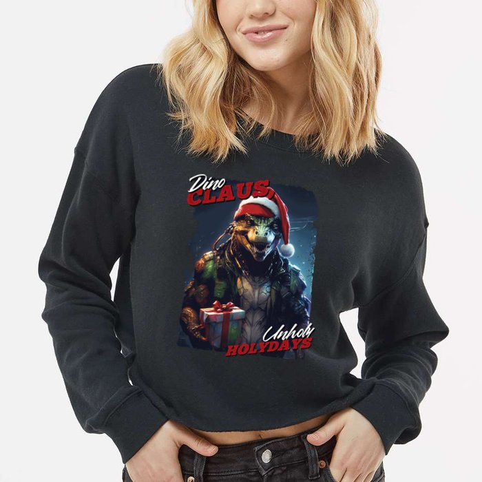 Dino Claus Cropped Pullover Crew