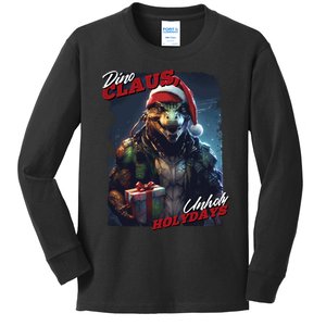 Dino Claus Kids Long Sleeve Shirt