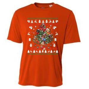 Dachshund Christmas Dogs Tree Lights Ornats Ugly Gift Cooling Performance Crew T-Shirt