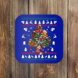 Dachshund Christmas Dogs Tree Lights Ornats Ugly Gift Coaster