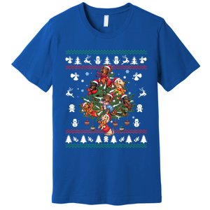 Dachshund Christmas Dogs Tree Lights Ornats Ugly Gift Premium T-Shirt