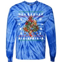 Dachshund Christmas Dogs Tree Lights Ornats Ugly Gift Tie-Dye Long Sleeve Shirt