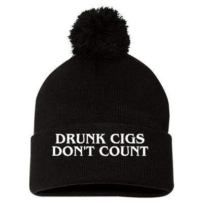 Drunk Cigs Dont Count Funny Pom Pom 12in Knit Beanie