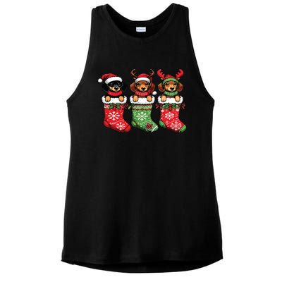 Dachshund Christmas Ladies PosiCharge Tri-Blend Wicking Tank