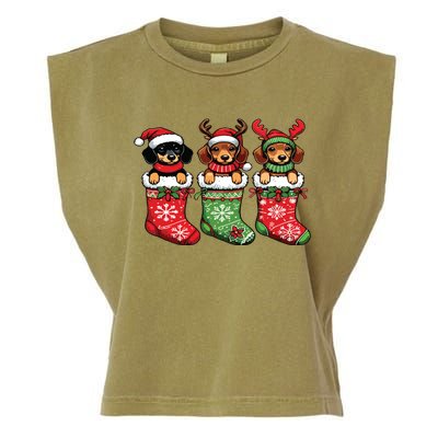 Dachshund Christmas Garment-Dyed Women's Muscle Tee