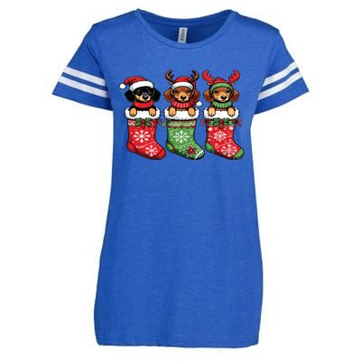 Dachshund Christmas Enza Ladies Jersey Football T-Shirt