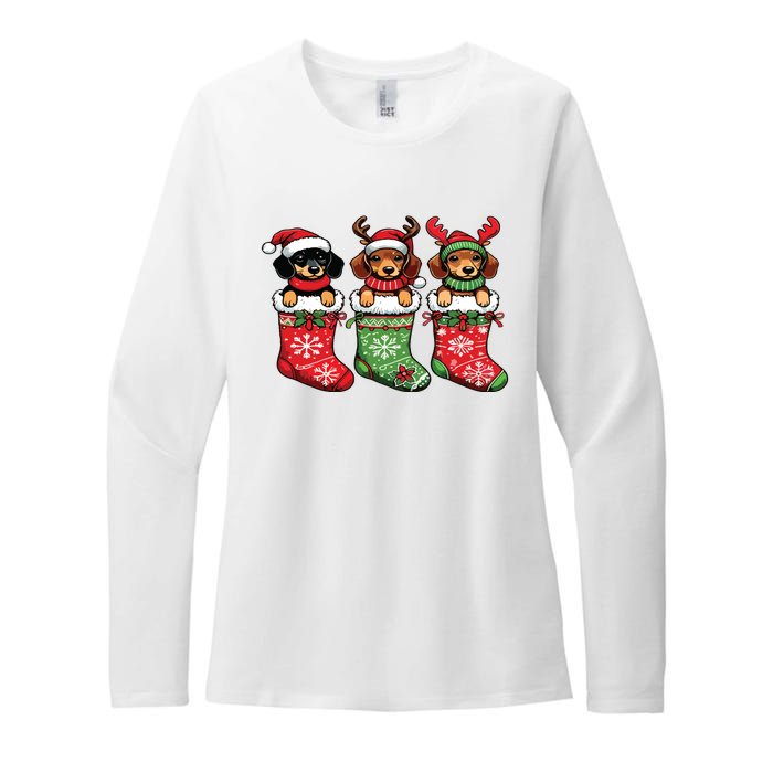 Dachshund Christmas Womens CVC Long Sleeve Shirt