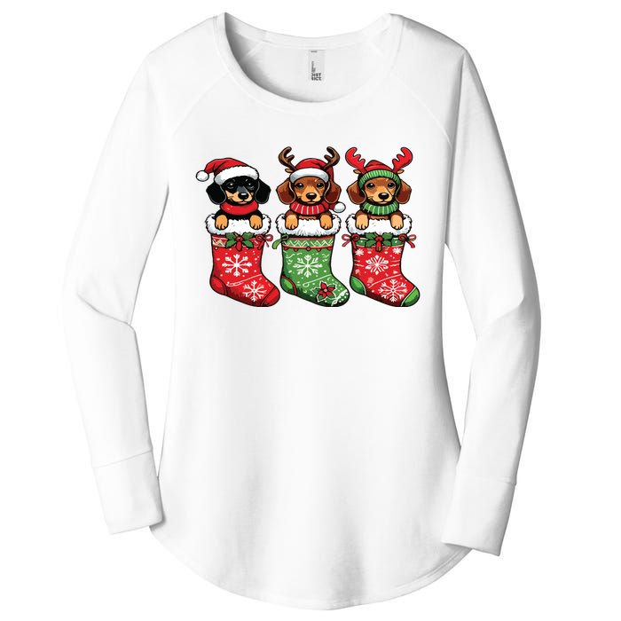 Dachshund Christmas Women's Perfect Tri Tunic Long Sleeve Shirt