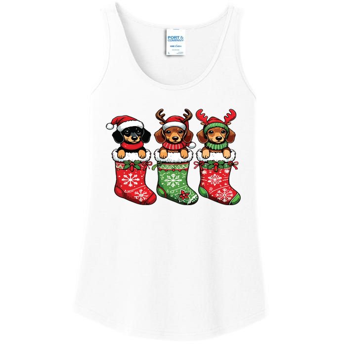 Dachshund Christmas Ladies Essential Tank