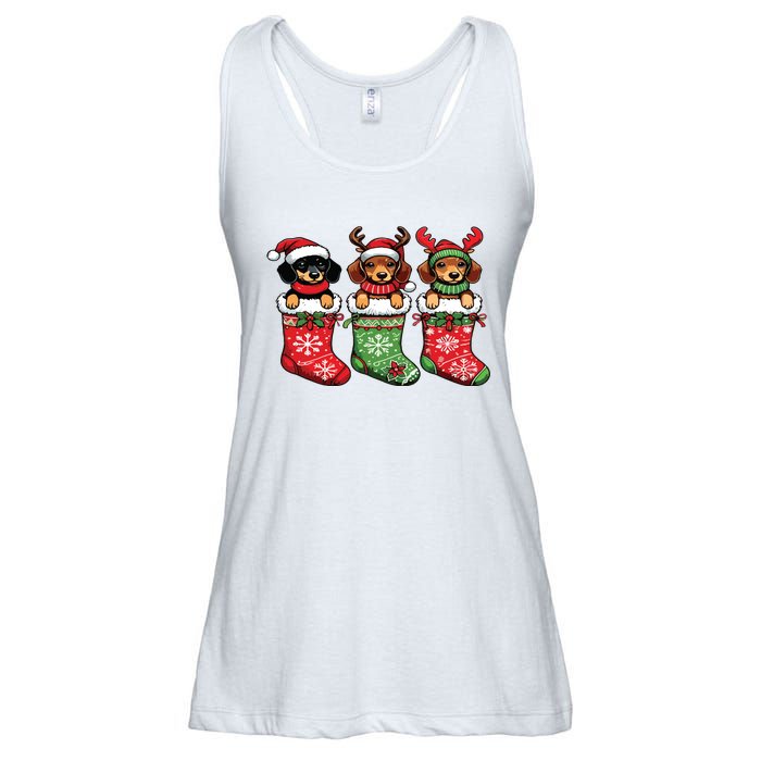 Dachshund Christmas Ladies Essential Flowy Tank