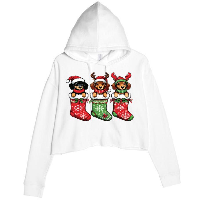 Dachshund Christmas Crop Fleece Hoodie