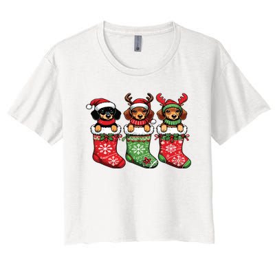 Dachshund Christmas Women's Crop Top Tee