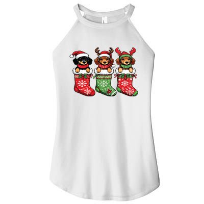 Dachshund Christmas Women's Perfect Tri Rocker Tank